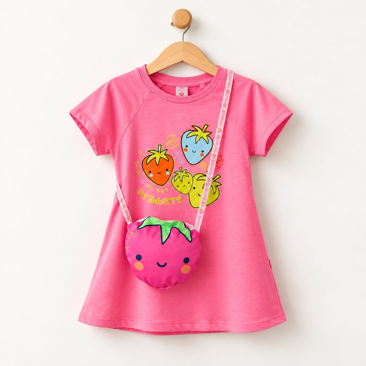 Vestido Morango com Bolsinha